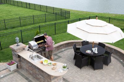 Deck with outdoor kitchen